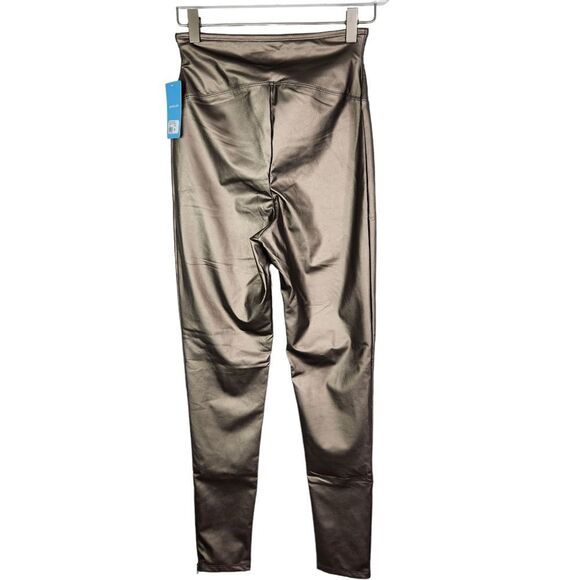 YUMMIE Pants Womens Medium Bronze Faux Leather Side‎ Zipper Leggings NWT Shaping - Picture 3 of 8